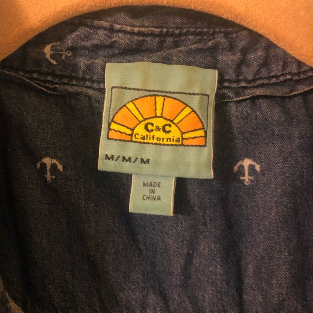 C&C California Anchor Button-Up Chambray Top - image 3